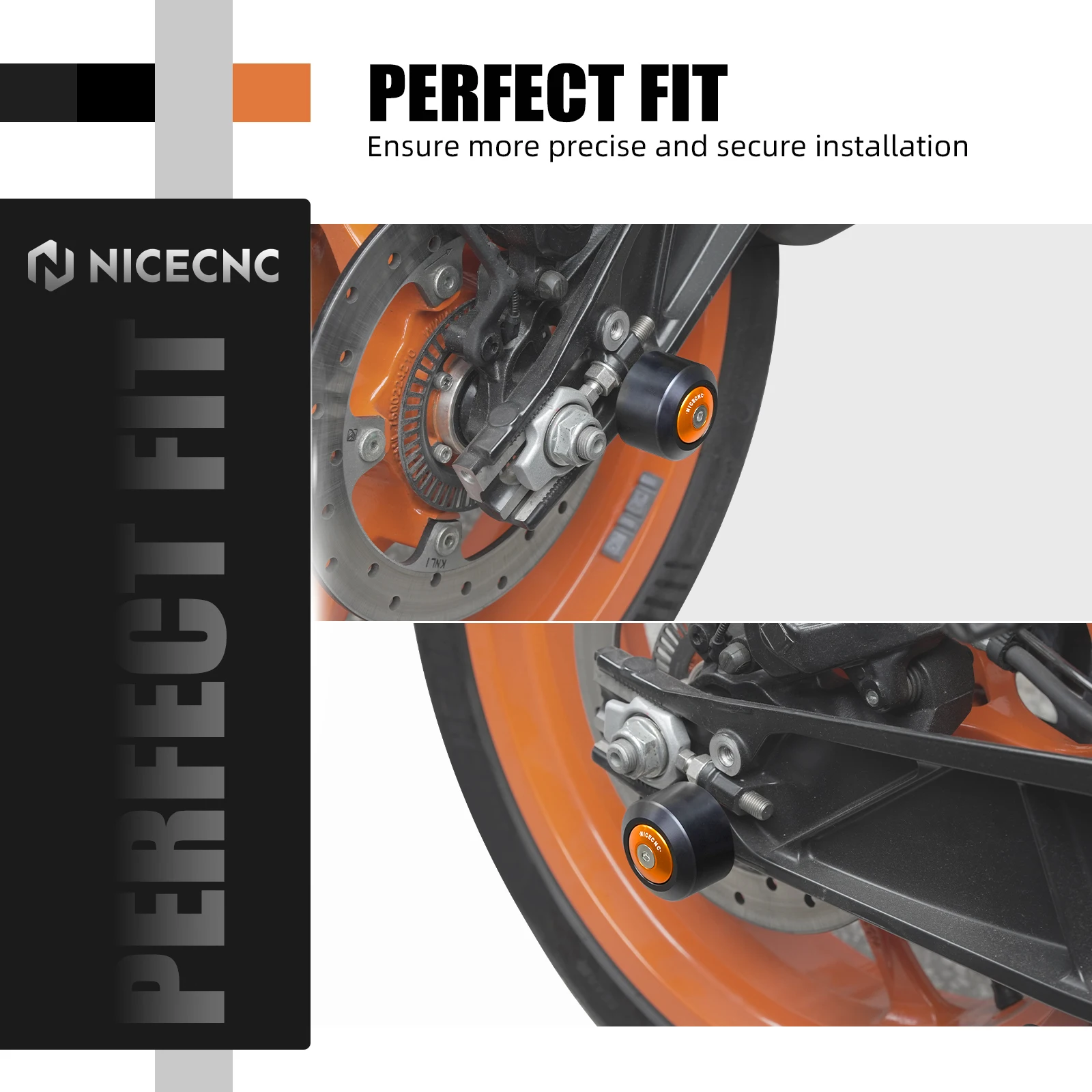 NICECNC Für KTM 390 Adventure R RC 390 390 Enduro R 390 SMC R 2025 250/390 Duke 2024-2025 Vorderachsen-Slider Hinterer Schwingen-Slider – Detail 26