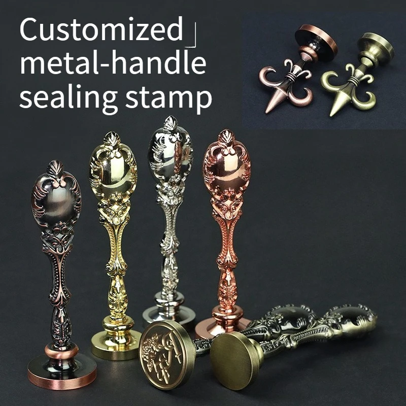 

Custom Plated Metal Handle Wax Seal Stamp Retro Brass Head Single Stamp Personalized Customization for Envelope Journal Sealing
