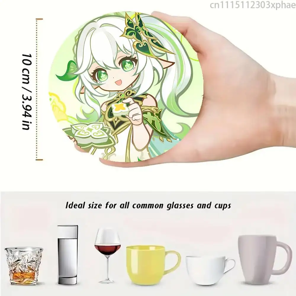 Genshin Impact Nahida Wooden Coaster Set, A Must-Have For Holiday Parties, Suitable For Bars, Offices , Size 10cm X 10cm