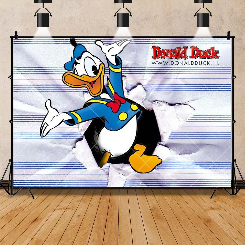 Disney Cute Blue Donald Duck Baby Kids Gifts Birthday Party Banner Backdrop Custom Kids Room Photo Poster Decor Wall Background