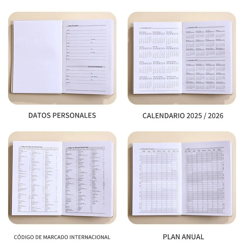 High Quality A5 2025 Agenda Book with Calendar Spanish 2025 Planner Notebook Morandi Color To Do List A5 Notebook Students