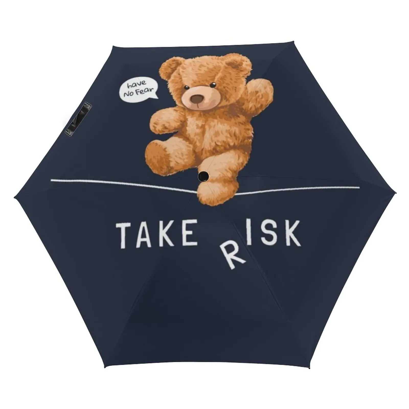 

Bear Toy Walking On String 3 Fold Manual Umbrella Have No Fear Take Risk Lightweight Pocket Umbrella Windproof Umbrellas Female