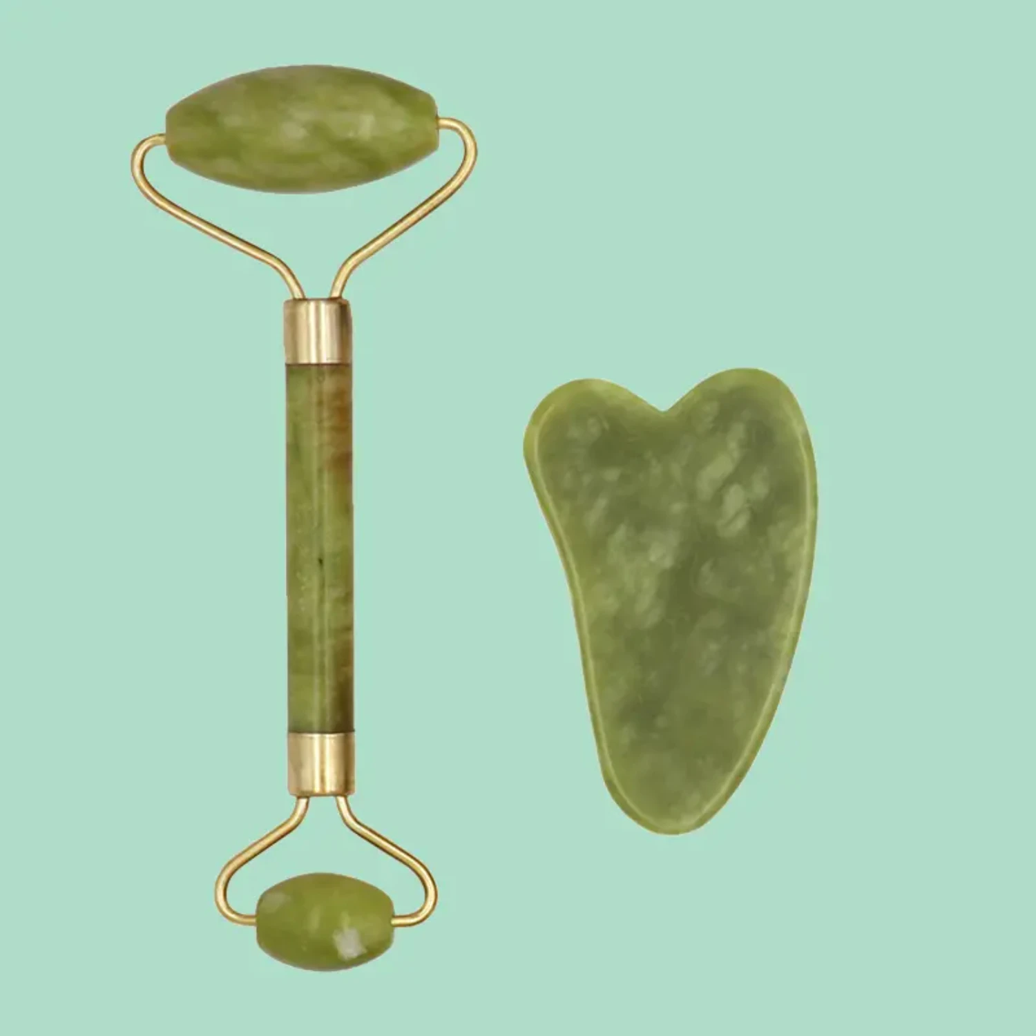 Natural Jade Roller Thin Face Massager Tool Set Natural Stone Lifting Slim Facial Gua Sha Board Anti-aging Wrinkle Roller