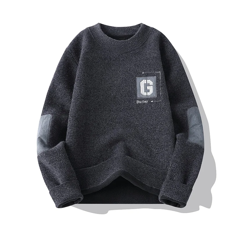 

Winter Bottom Shirt New Knitwear Crew Neck Fashion Tops Knit Sweater Jacket Tracksuit Fall Men Clothes Thick Pullover Sweatshirt