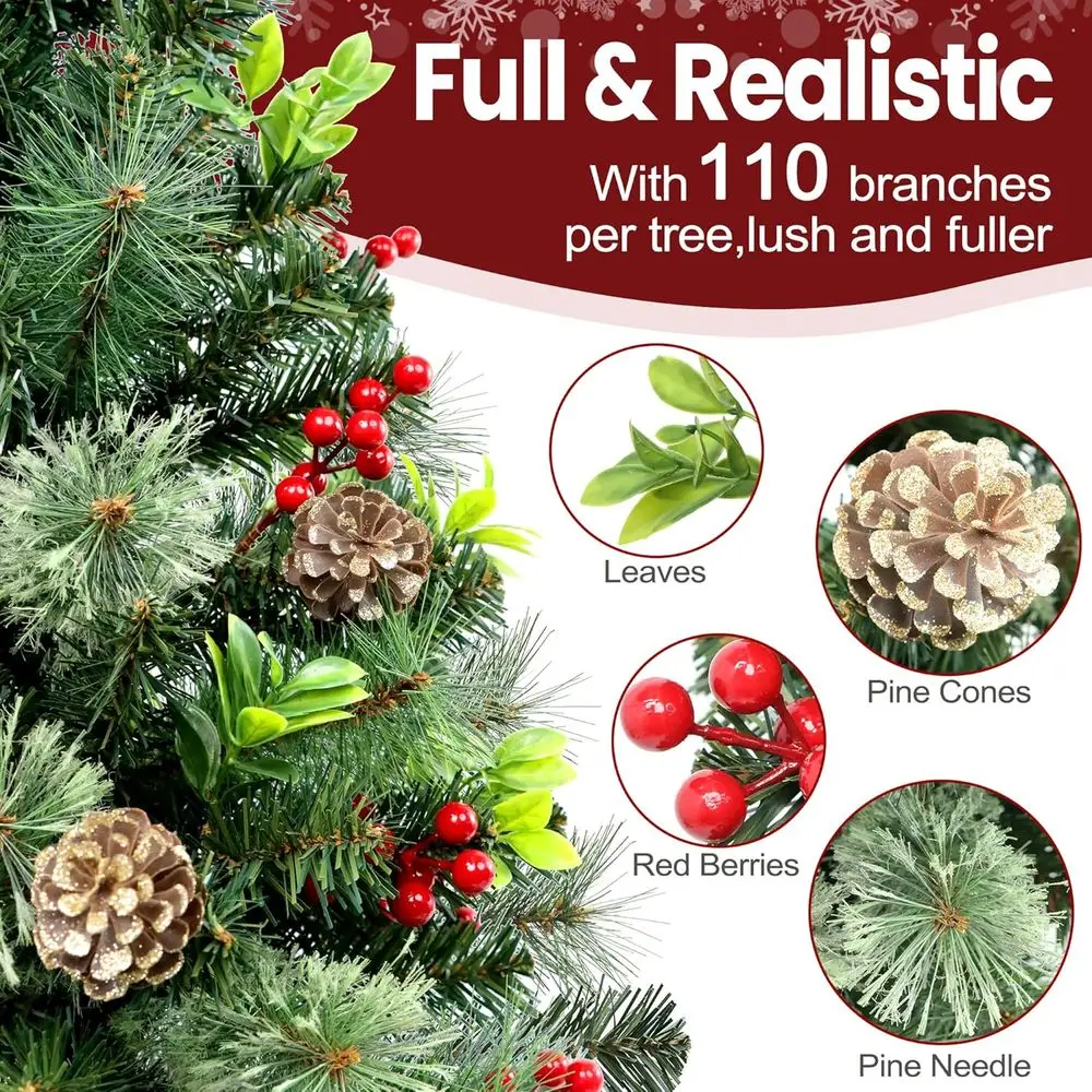 2-Pack 3FT Solar-Powered LED Christmas Trees with 220 Tips and 8 Lighting Modes for Outdoor Use