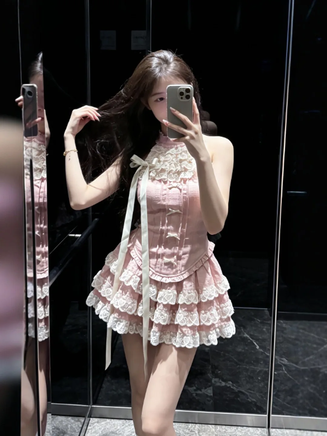 

Younger-looking Unique Small-size Puffy Half-skirt Two-piece Set Summer Comfortable Breathable Fashionable Women's Outfit