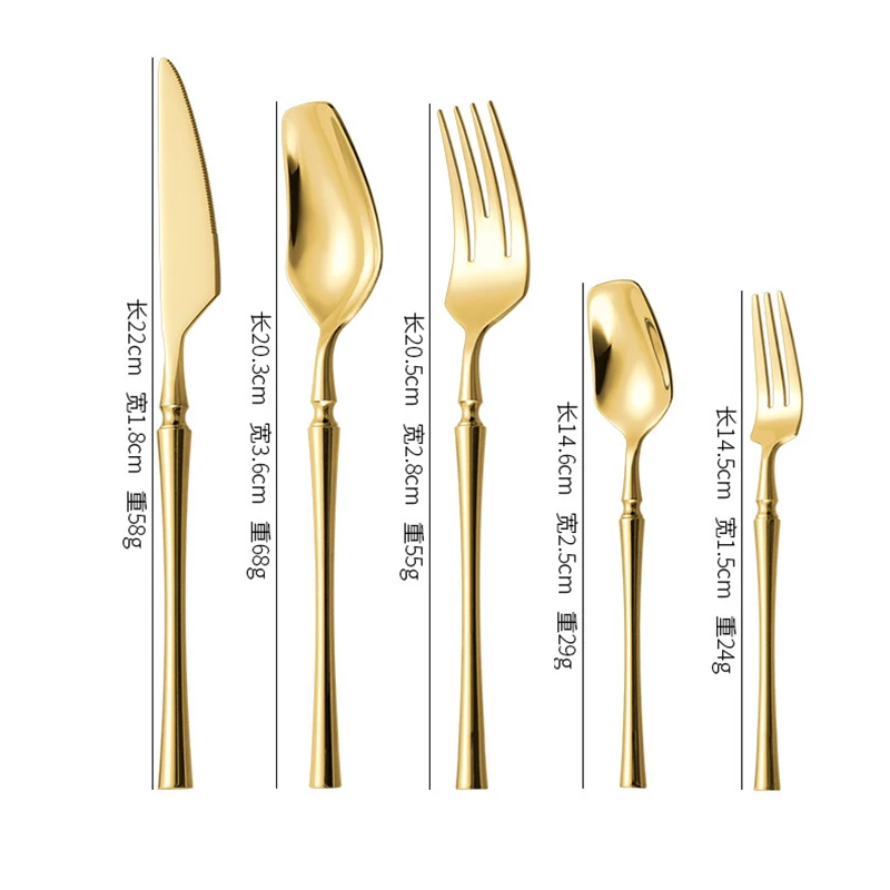 5Pcs Western Cutlery Set Elegant Stainless Steel Dinnerware Knife Fork Spoon Tableware Set Luxury Silverware Flatware Set