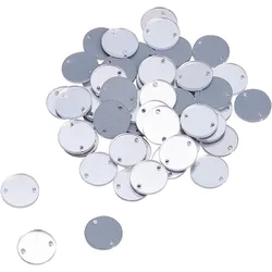 Sew on Silver Mirror Rhinestones 50 Pcs Flat Round Sew on Rhinestones for Clothes Acrylic Disc Mirror Pieces for Crafts