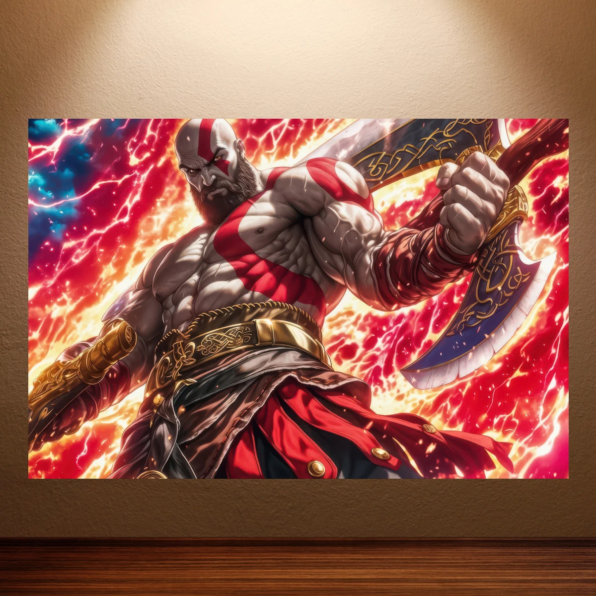 Kratos God of War Poster Canvas Painting Wall Decor Gaming Character Decoration Painting Ideal for Game Lovers And Collectors