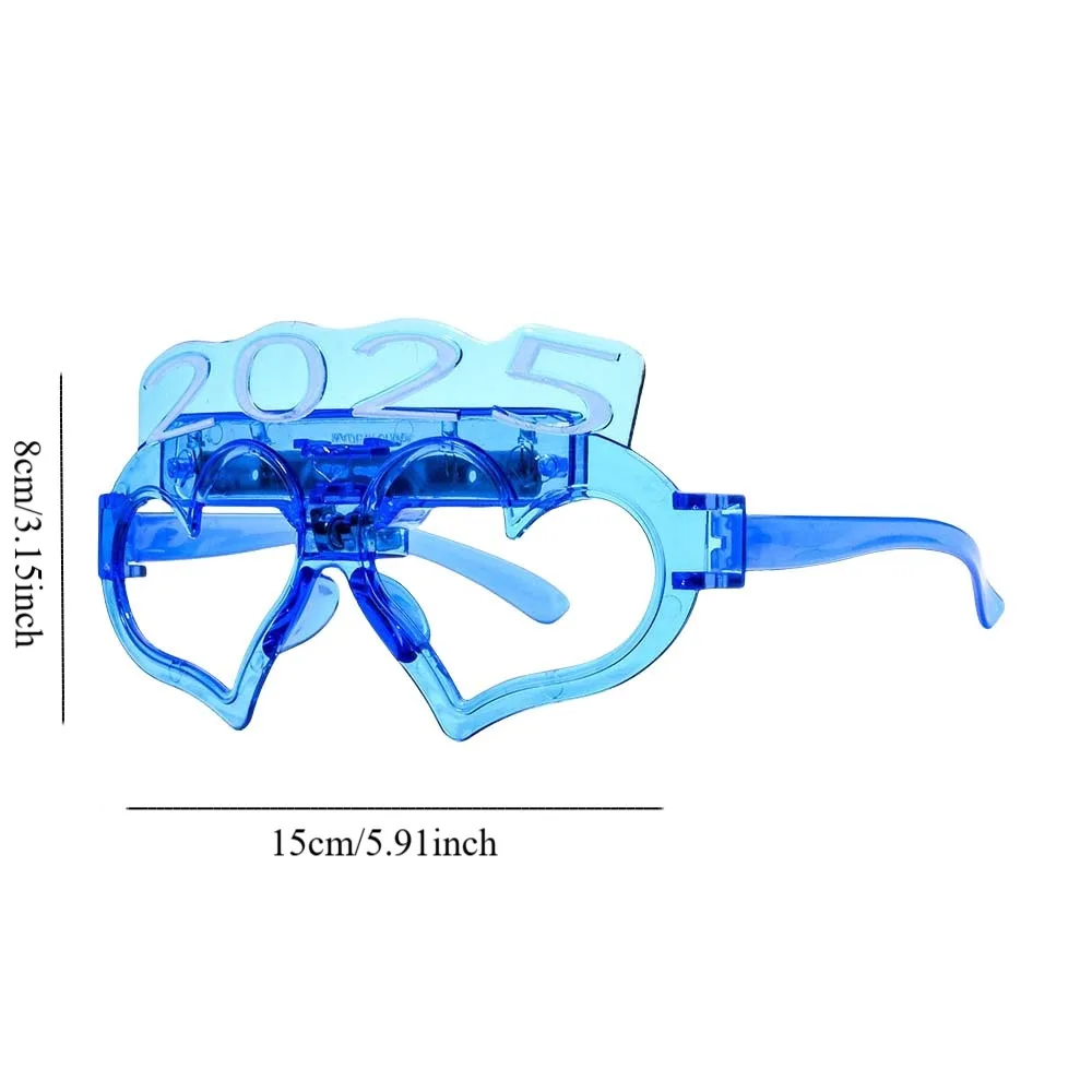LED Glow 2025 Gelukkig Nieuwjaar Glow Bril Liefde Hartvorm Nummer Letter 2025 LED Glow Bril Fotografische Ornamenten Oplichten