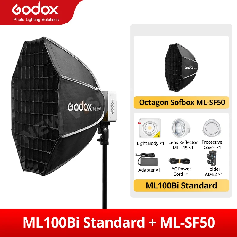 Godox ML100Bi 二色ポータブル LED ライト 120W オンボード & アプリ