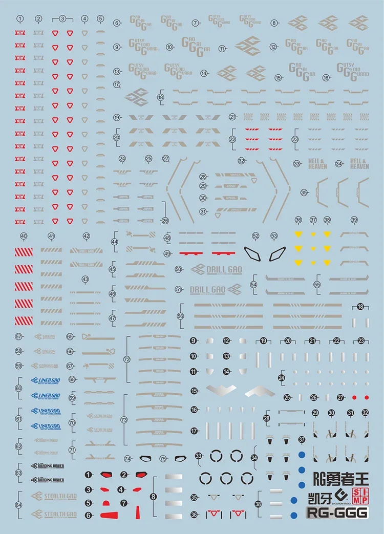 EVO Decal RG-GGG/RG-GH for RG GAOGAIGAR GGG/Goldymarg The King of Braves GaoGaiGar Model Stickers for Model Hobby DIY Accessory