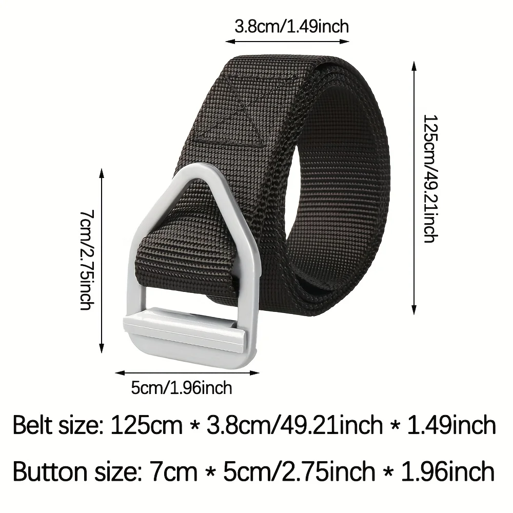1 Stück Legierungs-Canvas-Gürtel mit dreieckiger Schnalle, Outdoor-Sport-Freizeitgürtel für Herren, lässig, robust und langlebig, atmungsaktiv und leicht – Detail 1