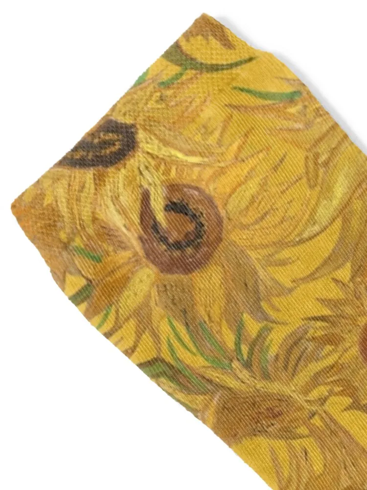 Van Gogh Sunflowers yellow green brown black Socks luxury anti-slip fashionable bright garter Woman Socks Men's