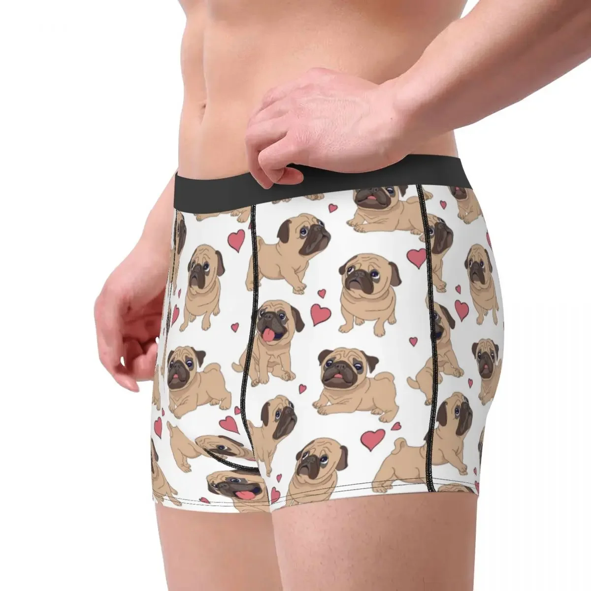 Boxer Men Underwear Male Panties Funny Pugs with Hearts Shorts Boxer Comfortable Shorts Homme