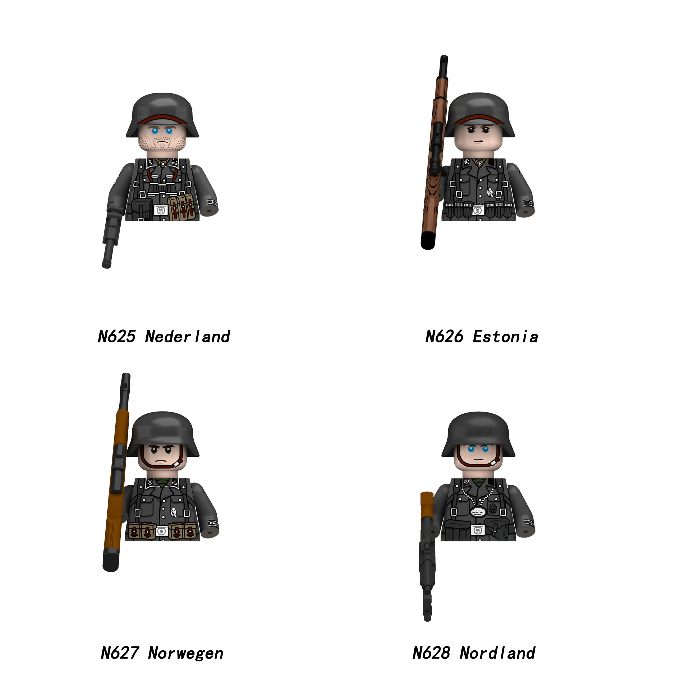 Nuevo Ww2 Wars ejército militar soldado danés holandés minifigura Rifle Armas modelos juguetes para niños Juguetes de bloques de construcción regalo niños niñas Juguetes