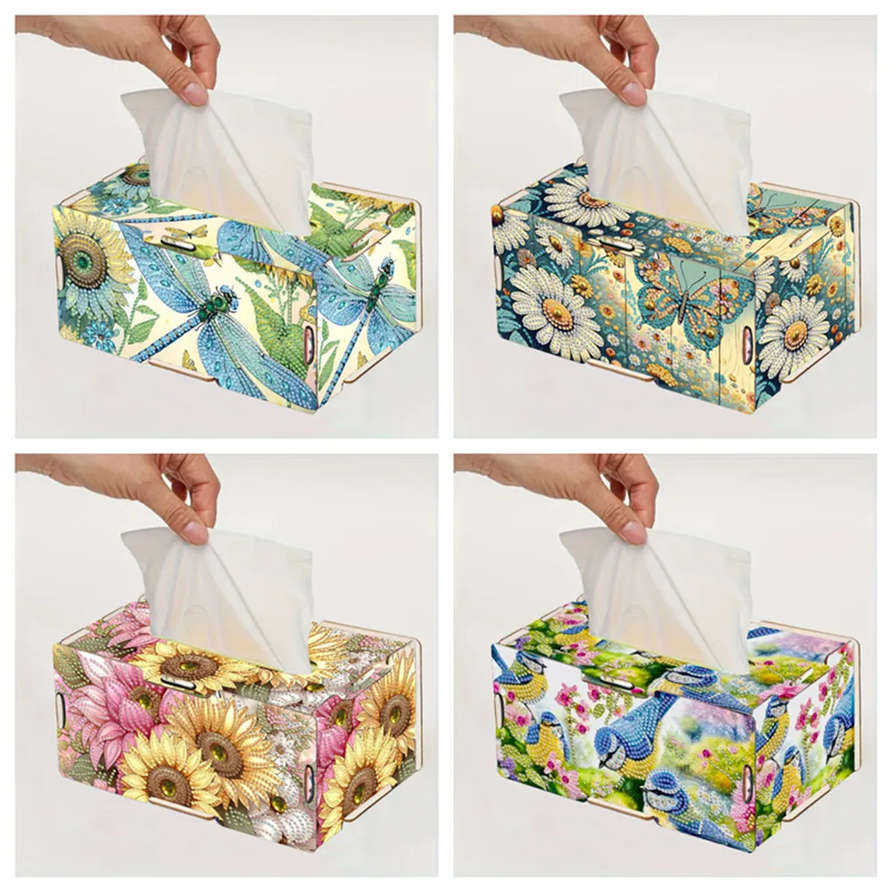 

DIY Diamond Painting Tissue Box Flower Animal Home Storage Decorative Diamond Painting Holder Case Paper Box Ornamentation