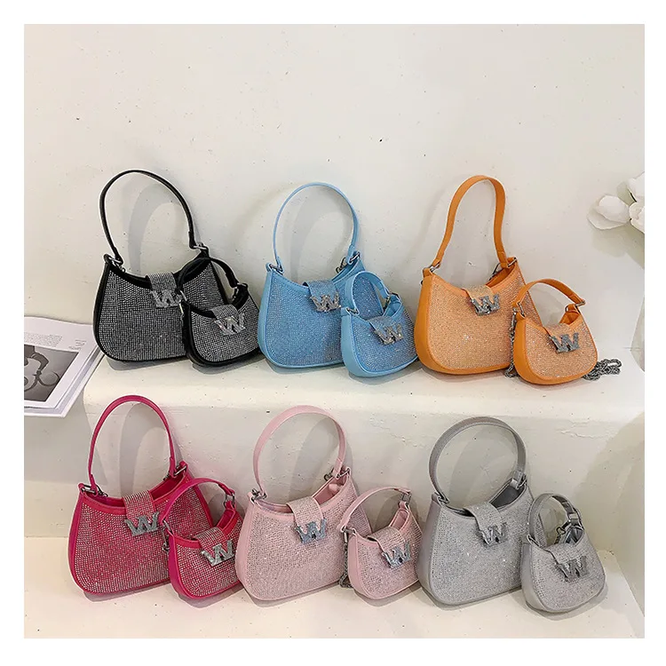 Hot Sale Texture Underarm Female Bag 2023 New Fashion Rhindiamond Women Shoulder Bag Girl Letter W Crossbody China Bag BM127