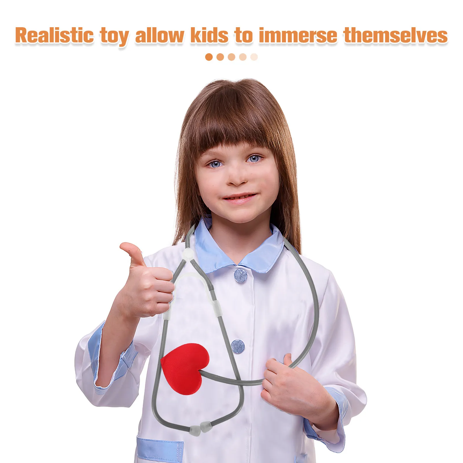 Realistic Stethoscope for Kids Toddler Doctor Play Set Pretend Medical Tool Learning Science Interest Development Parent Child