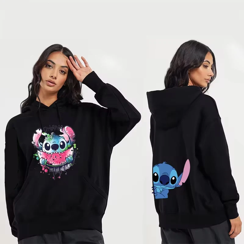 Gothic Couple Costumes for Women Y2k Hoodie Disney Lilo and Stitch Graphic Hoodie Plus Size Winter Sweater Punk Women's Clothing