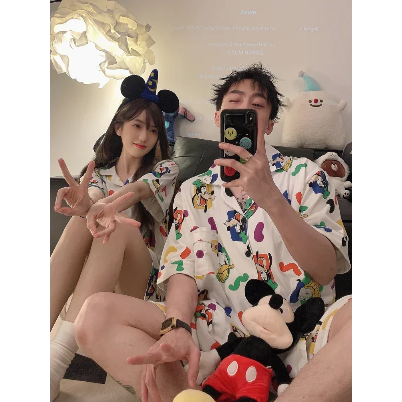 Disney mickey Mouse Paar Pyjamas Sommer Kurzarm Shorts dünne Baumwolle Cartoon bequeme Home Pyjamas für Männer und Frauen