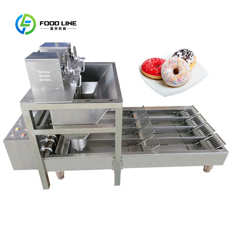 Customized four row doughnut fry equipment donut industrial forming system for western pastry workshop chain bakery store