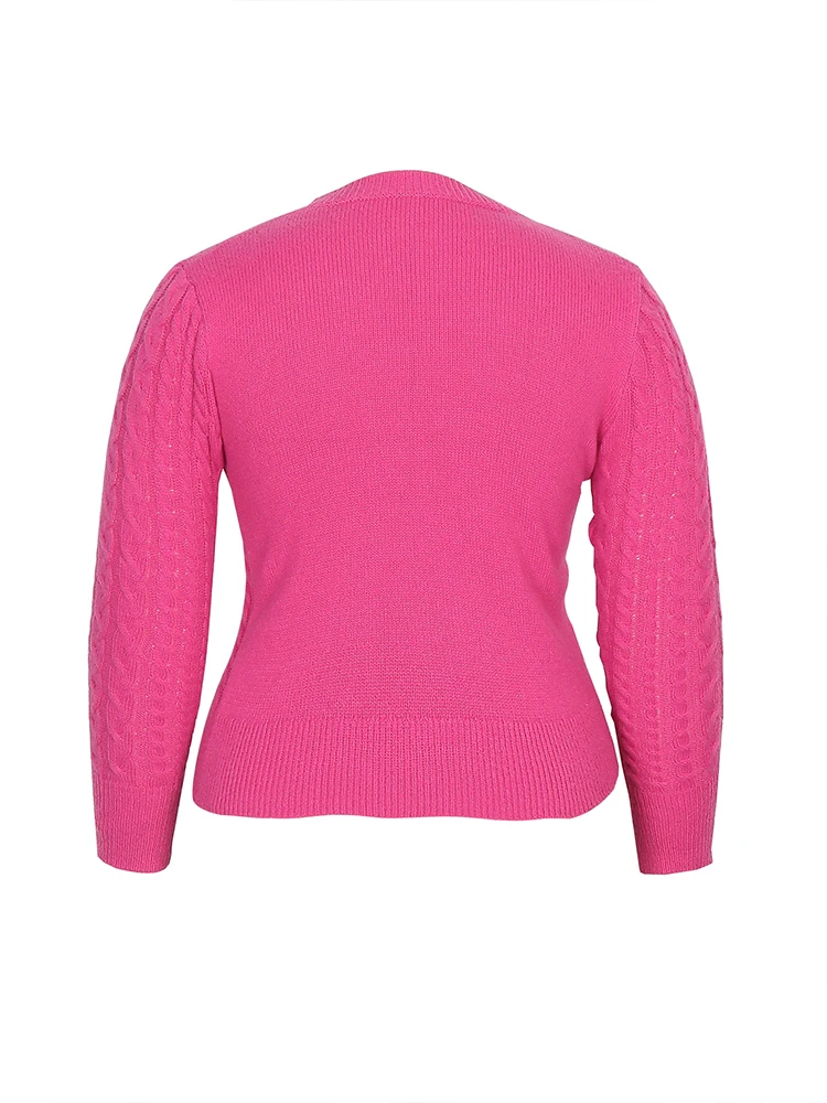 Plus Size Sexy Cutout Knit Sweaters for Women Solid Color Long Sleeve Pullover Fall Fashion Crewneck Slim Fitted Jumper Tops