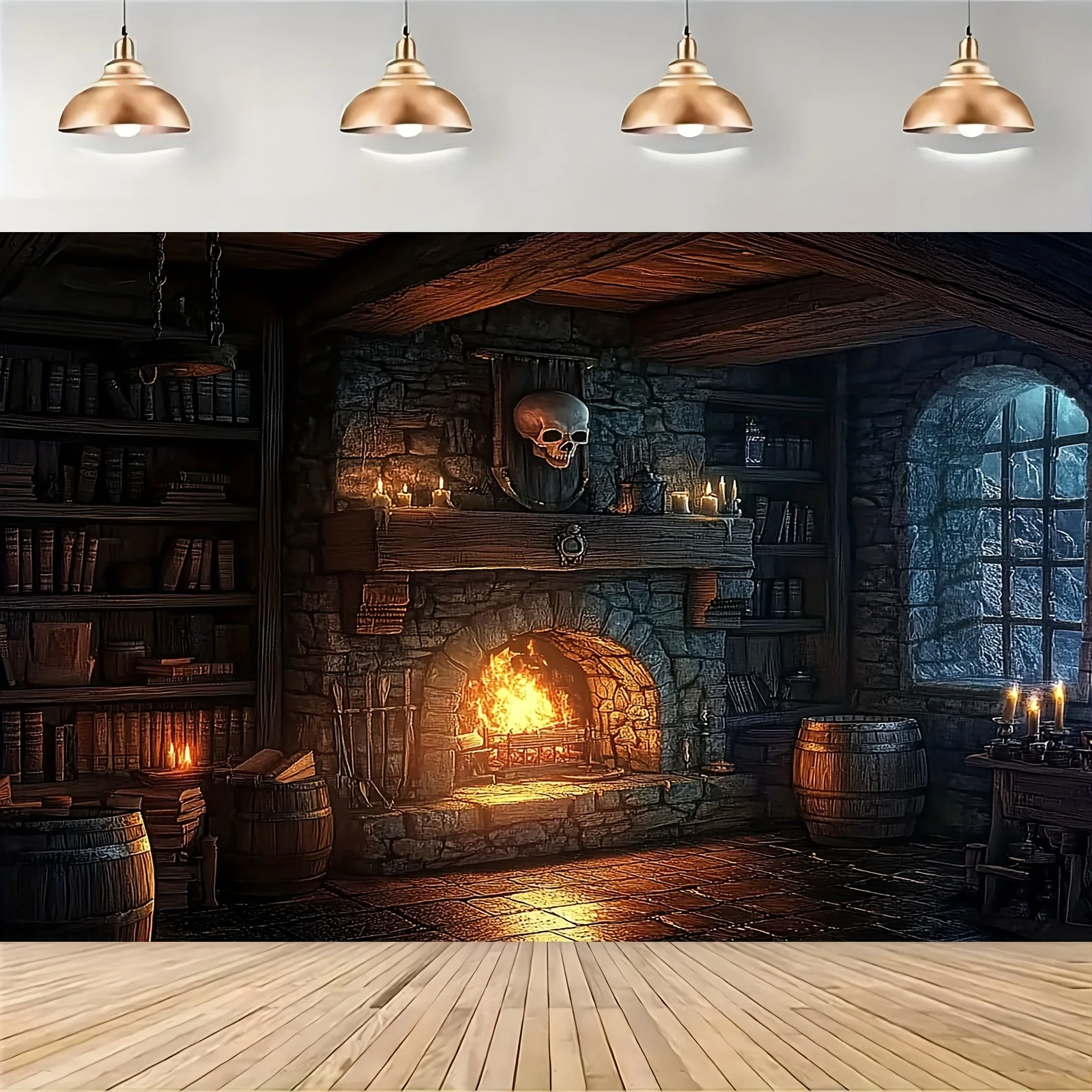 2D plane, Halloween witch house background - Multi-functional polyester set piece, including magic potion