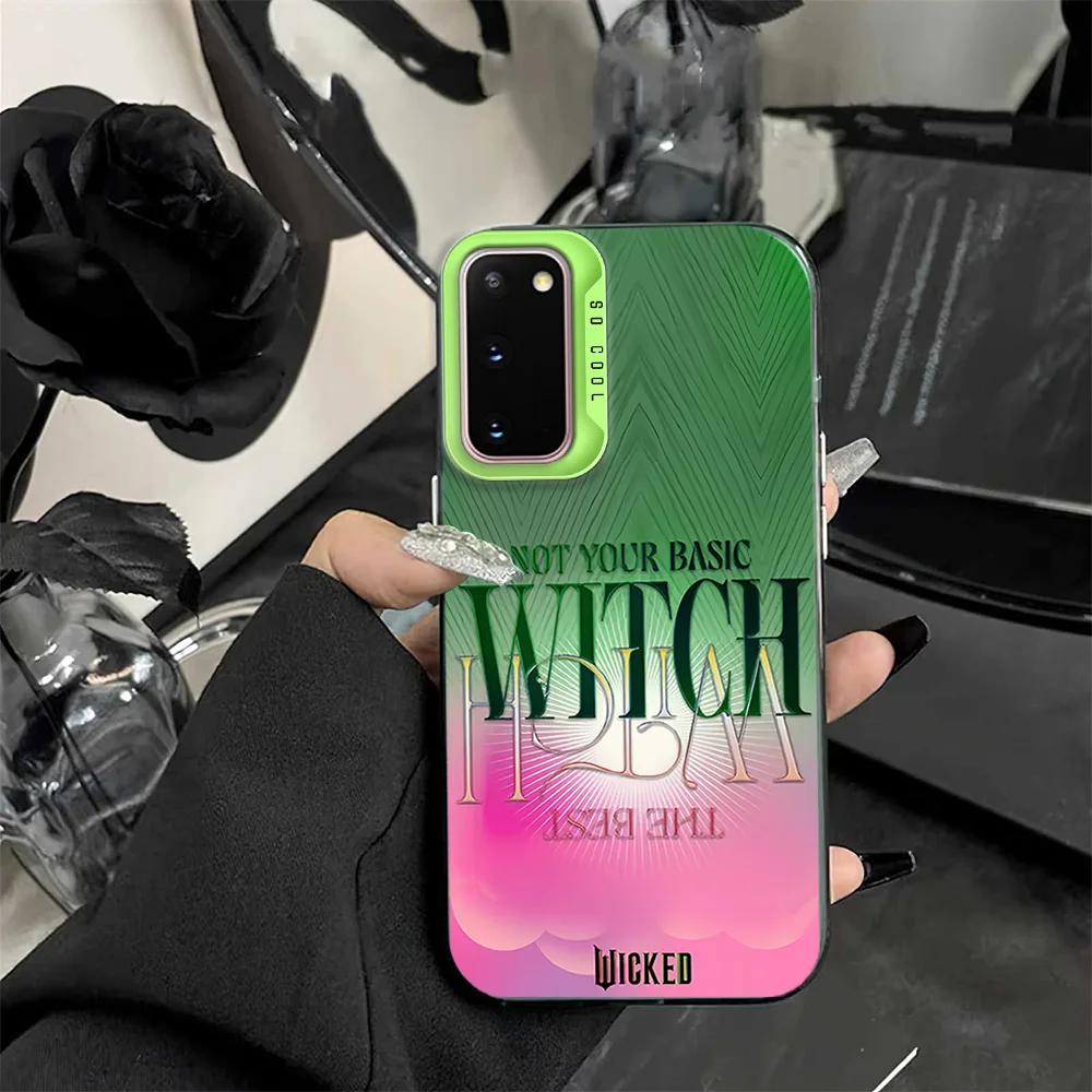 W-Wicked Part One Movie G-Glinda Phone Case For Samsung S23 S24 S22 ULTRA PLUS FE Electroplated Silver IMD Laser Color Cover