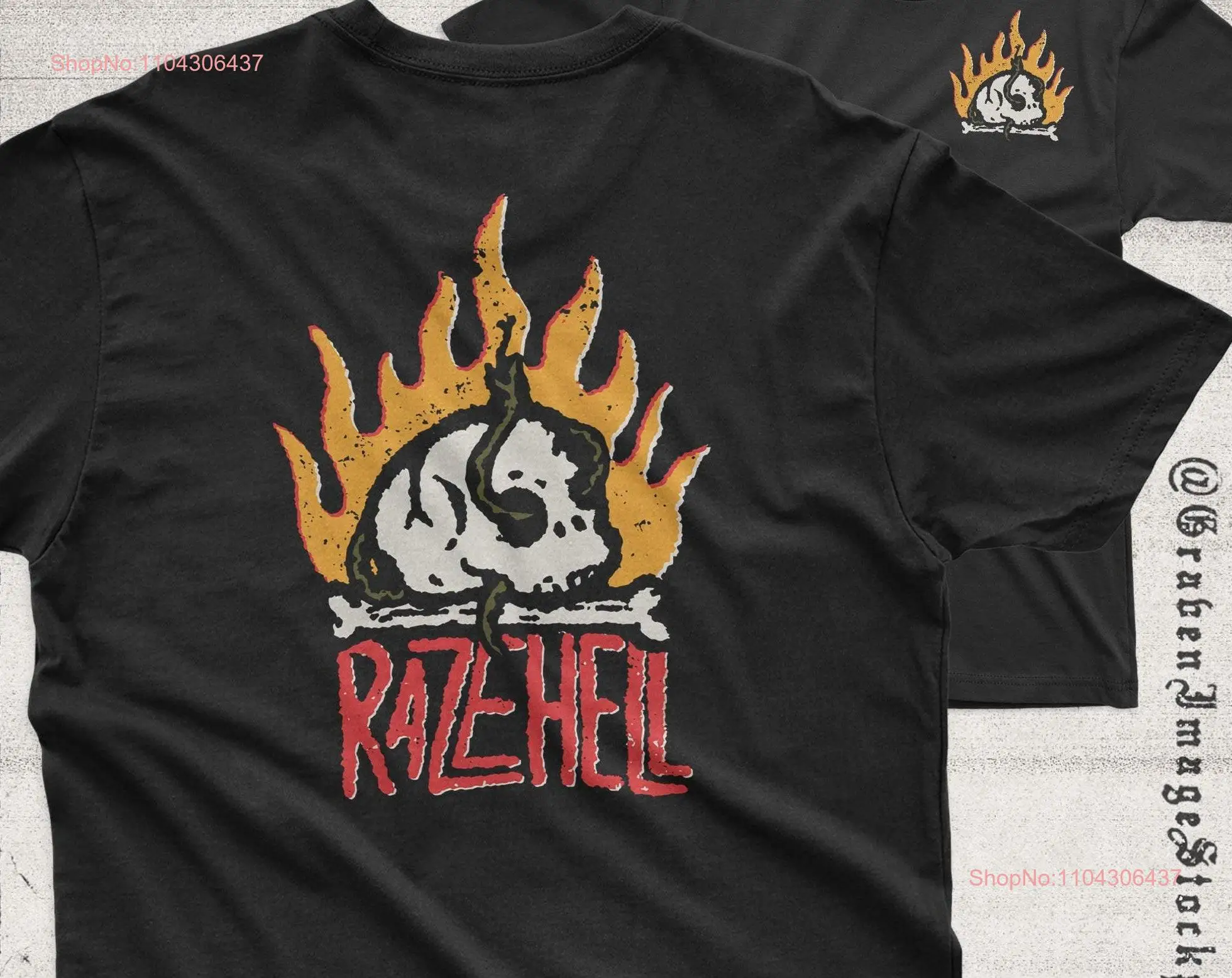 RAZE HELL Front Back Print T Shirt long or short sleeves