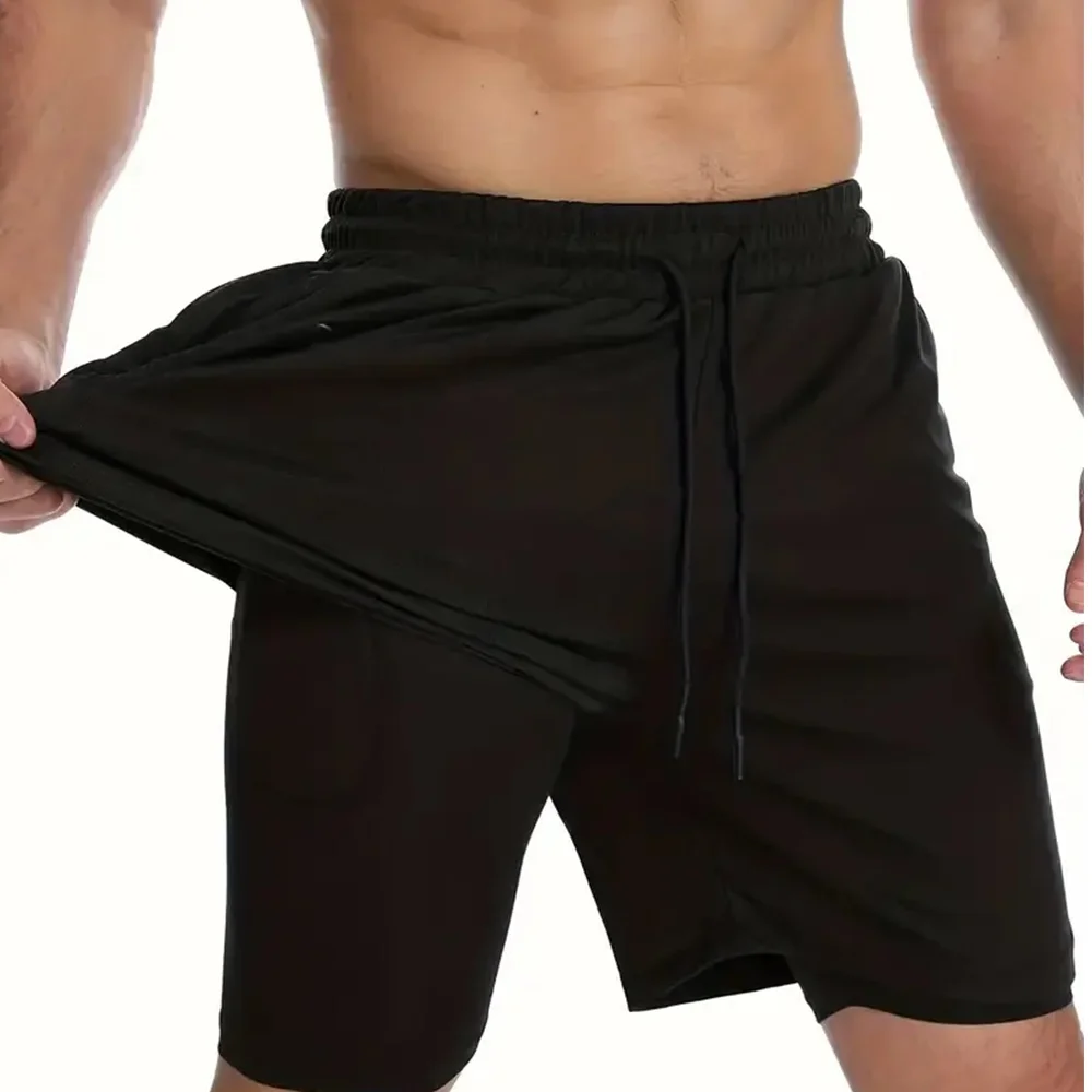 Pantaloncini da corsa da uomo 2 in 1 pantaloncini da palestra da allenamento Fitness da uomo pantaloni da Jogging pantaloncini sportivi estivi da