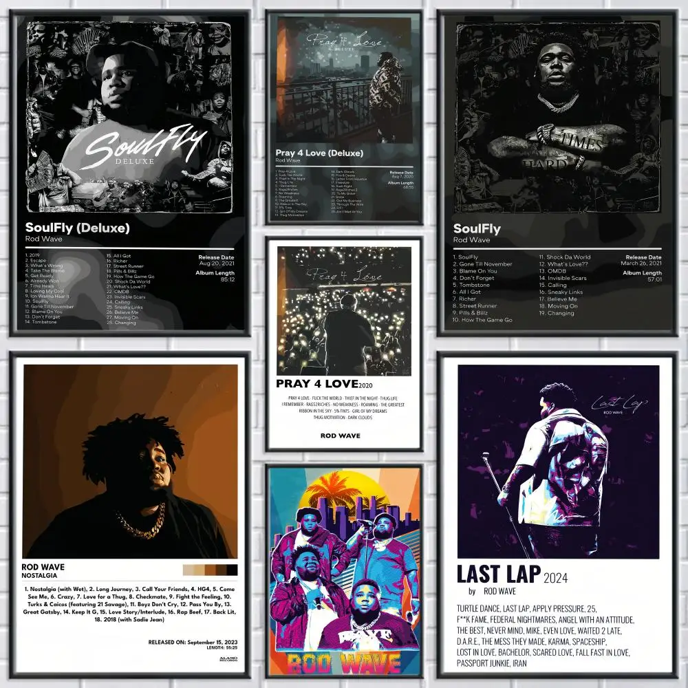 Rapper Rod W-Wave Album Cover Poster Durable Waterproof Aesthetic Stickers Wall Art HD  for Office Bedroom Bar Coffee Home Decor