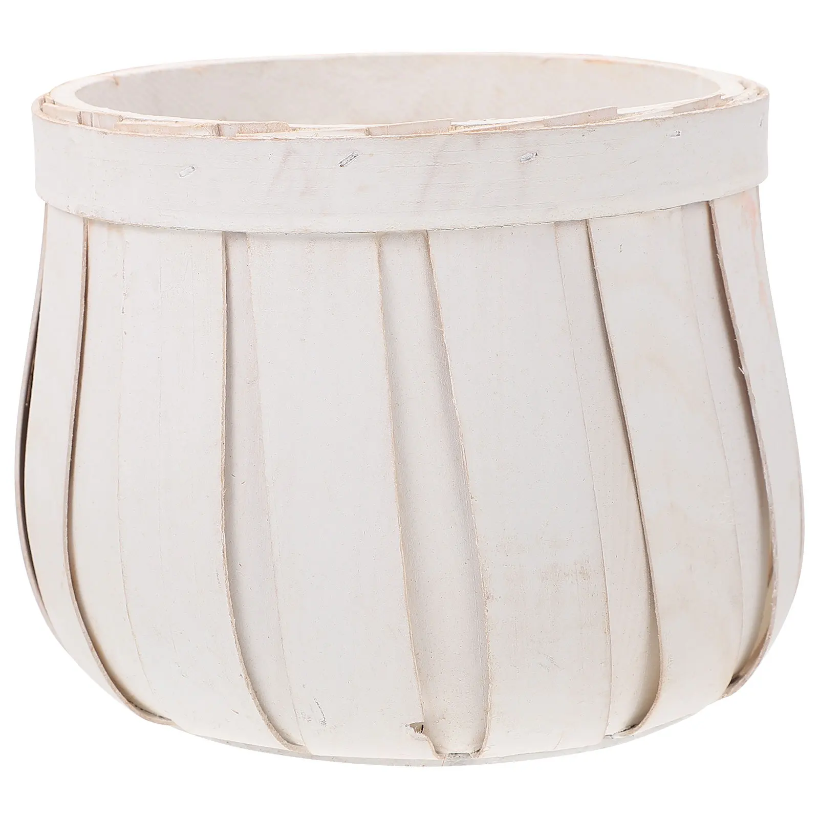 

1pc Round Woven Flower Basket Premium Planting Container For Home Office Decor Floral Pot Natural Wood Planter Garden