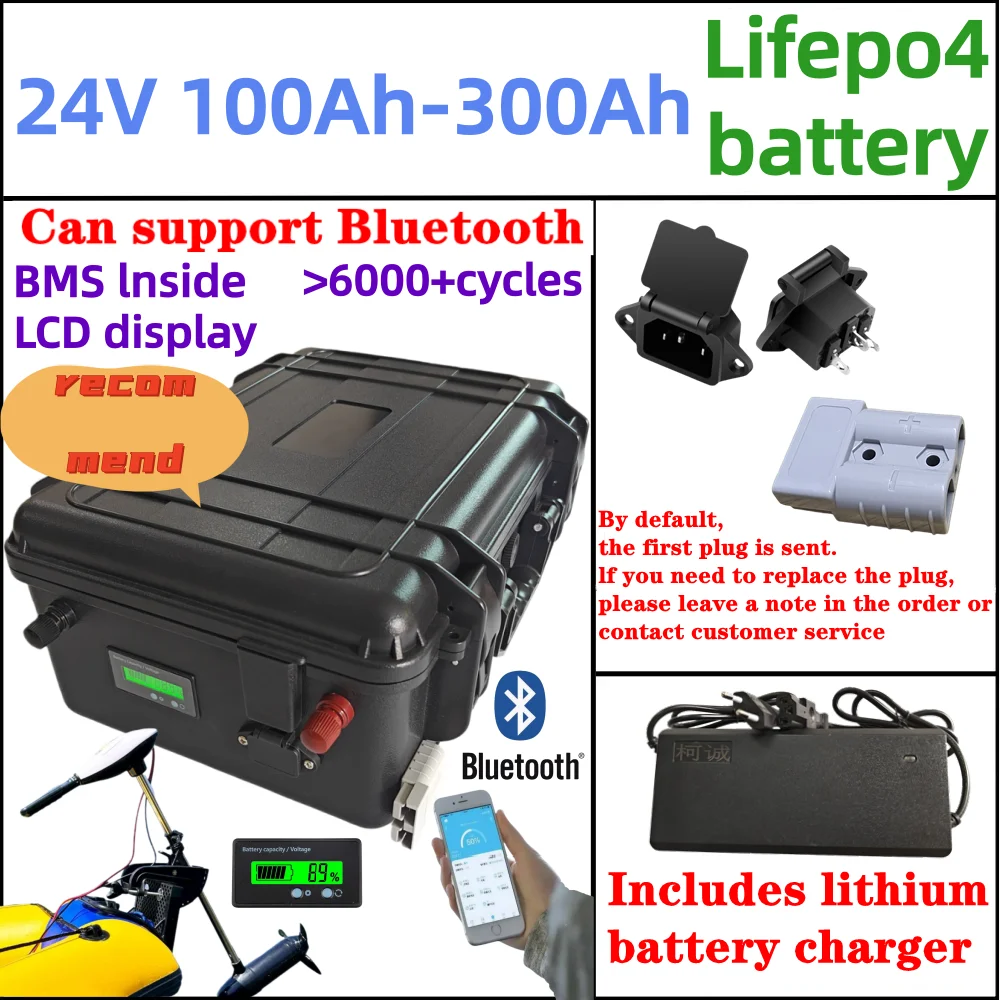 BMS 8S Batteria Lifepo4 24V 200Ah Battery 100Ah 120Ah 150Ah 180Ah 250Ah 300Ah for Inverver Solar Panel Boat Propeller RV