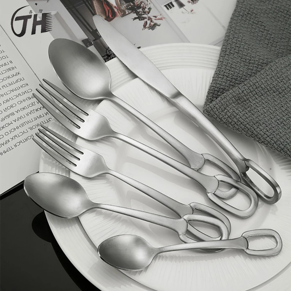 

Set of 3 Stainless Steel Cutlery (Knife, Fork, Spoon) with Hangable Design in Natural Color 304