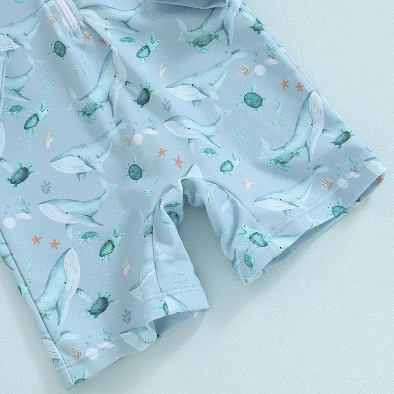 Baby Boy Whale Print Swimwear Set with Hat 6
