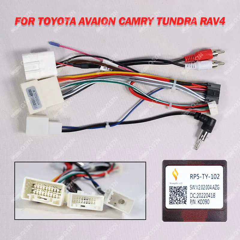 

QSZN Car Radio Canbus Box RP5-TY-102 For TOYOTA Avaion CAMRY Tundra RAV4 Wiring Harness Cable Power Cables Plug Power Cable