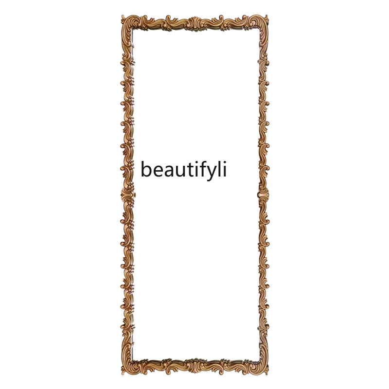 cqyFrench retro floor mirror wall-mounted full-length mirror carved texture living room full-body mirror