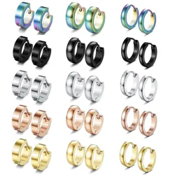 1 Pair Anti-allergic Titanium Steel Earring Punk Rock Stud Earrings Men Fashion Jewelry Women Small Circle Round Stud Earrings