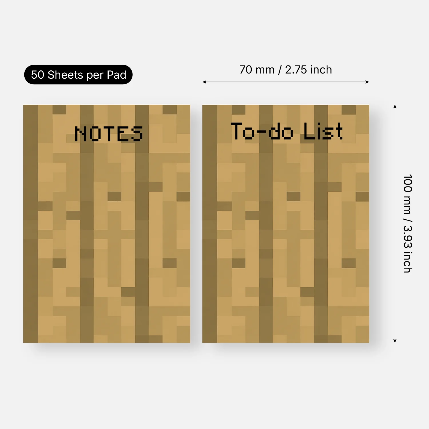 2pcs Pixel Wood Sticky Notes, Self Stick Memo Pads, 100 Sheets Total, Notes and To Do List Notepad, Cute Reminder Note Pads