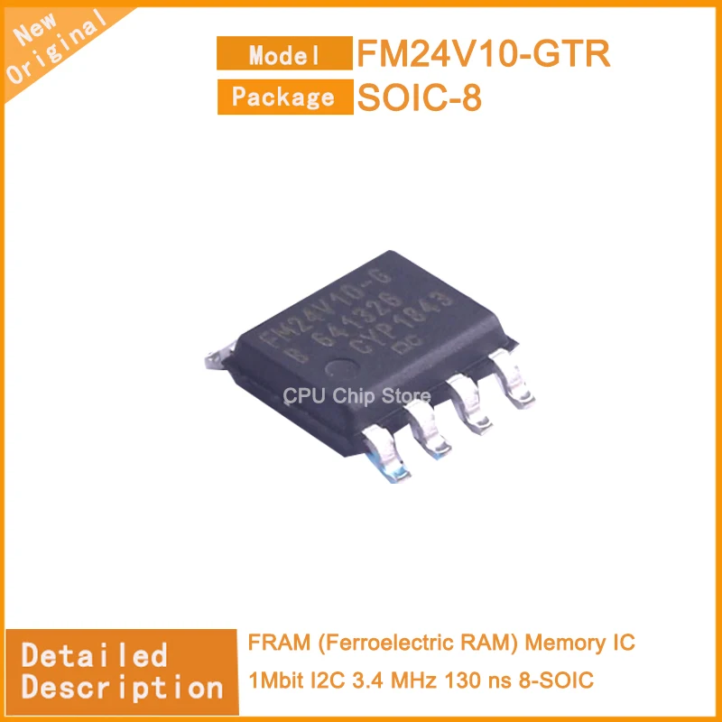 5Pcs/Lot  New Original  FM24V10-GTR  FM24V10 FRAM (Ferroelectric RAM) Memory IC 1Mbit I2C 3.4 MHz 130 ns 8-SOIC