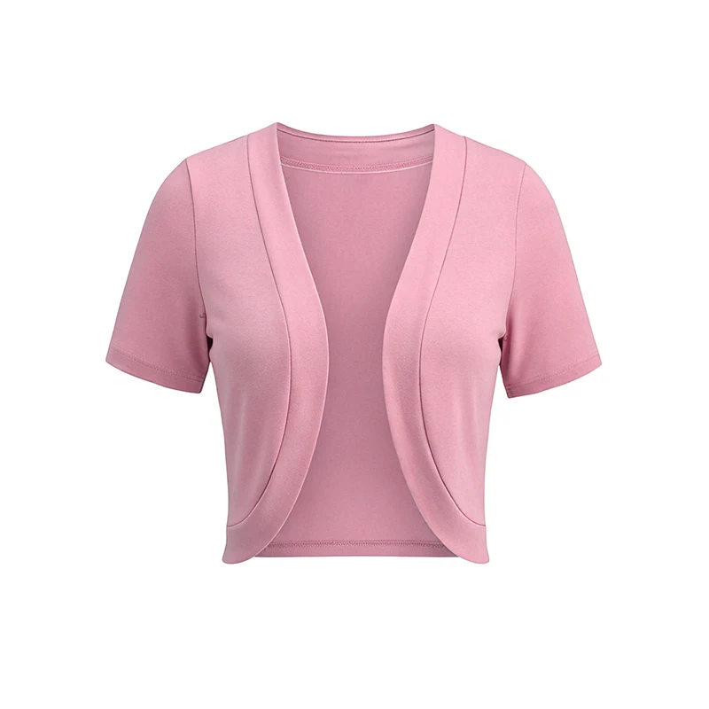 

Dressfo Women's Top Summer Solid Color Knit Cardigan Open Front Copped Top ropa de mujer