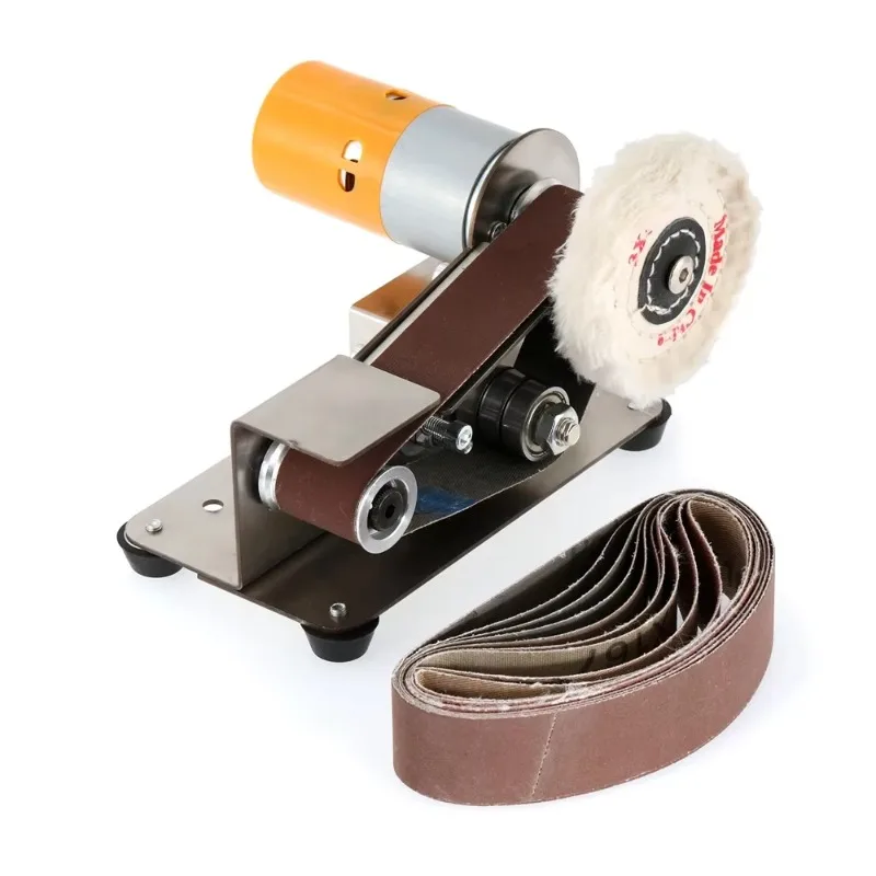 Mini Electric Belt Sander Polishing Machine 15Degree Multifunction Grinding Machine Cutter Edges Sharpener with 10 Abrasive Belt