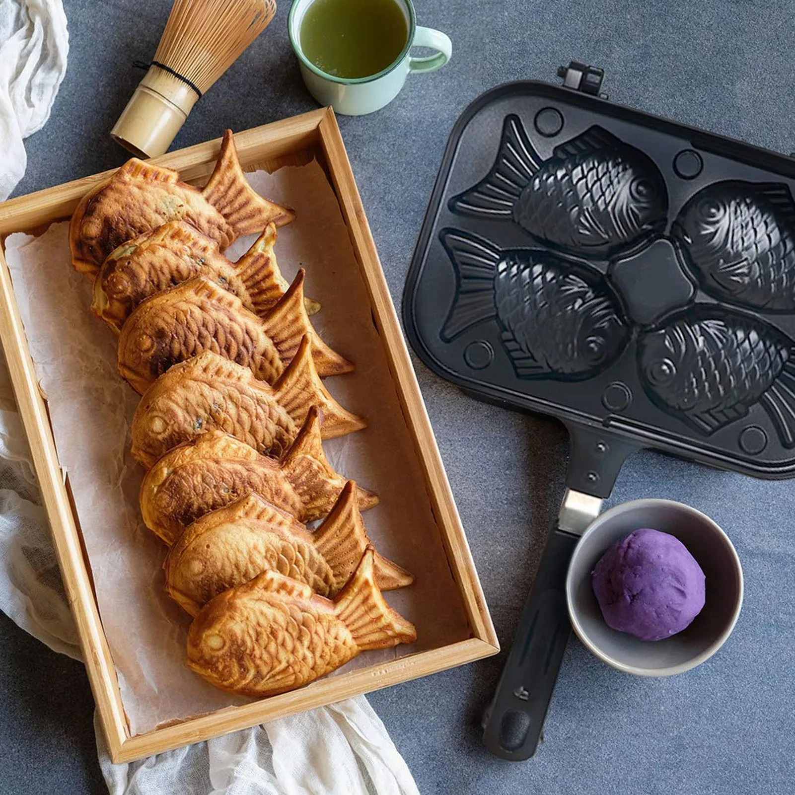 Double Side Taiyaki Maker Non Stick Waffle Baking Pan Aluminum Alloy Fish Shape Cake Mold