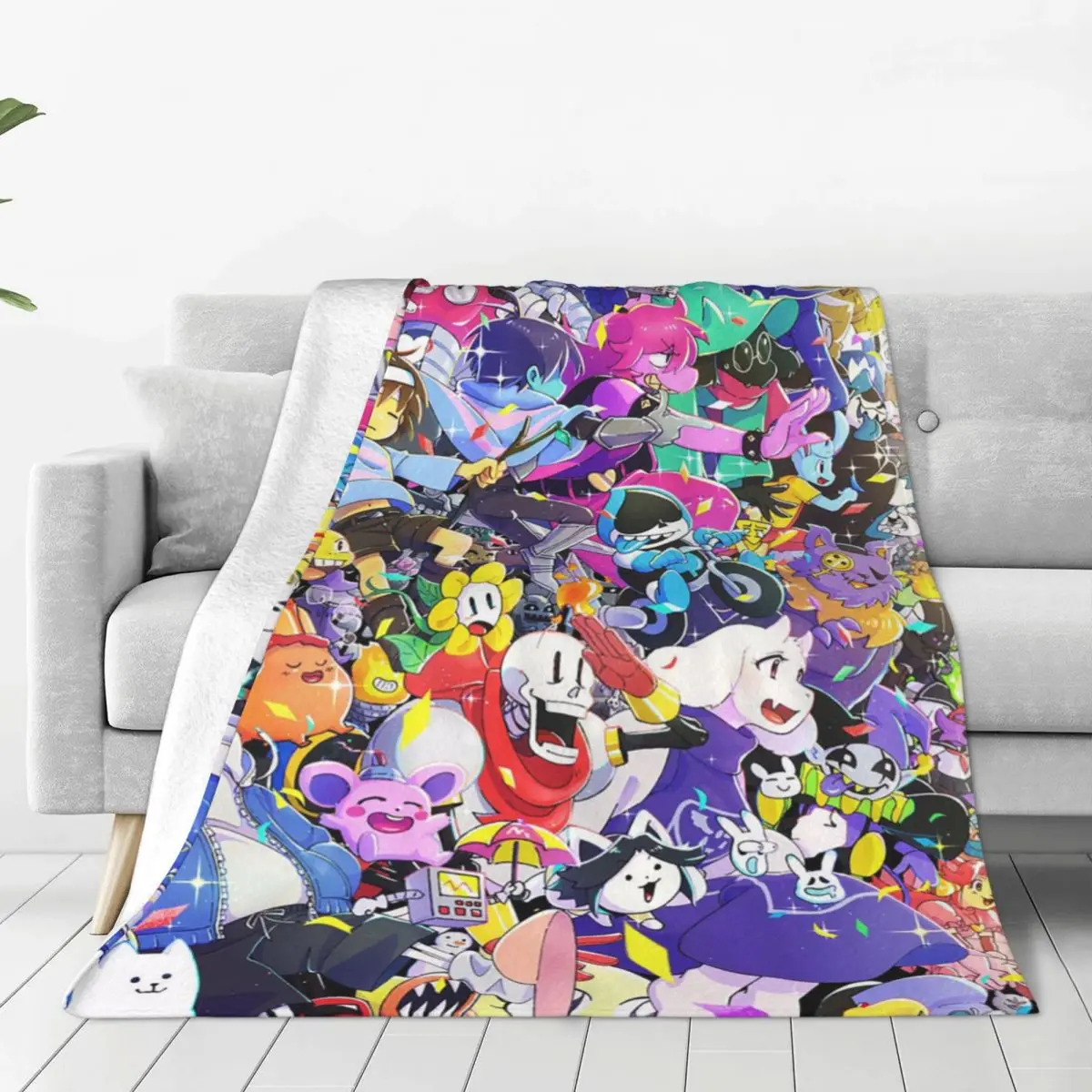 Undertale Games Anime Fleece Throw Blanket Sans Plaid Blanket for Home Office Ultra-Soft Bedroom Quilt