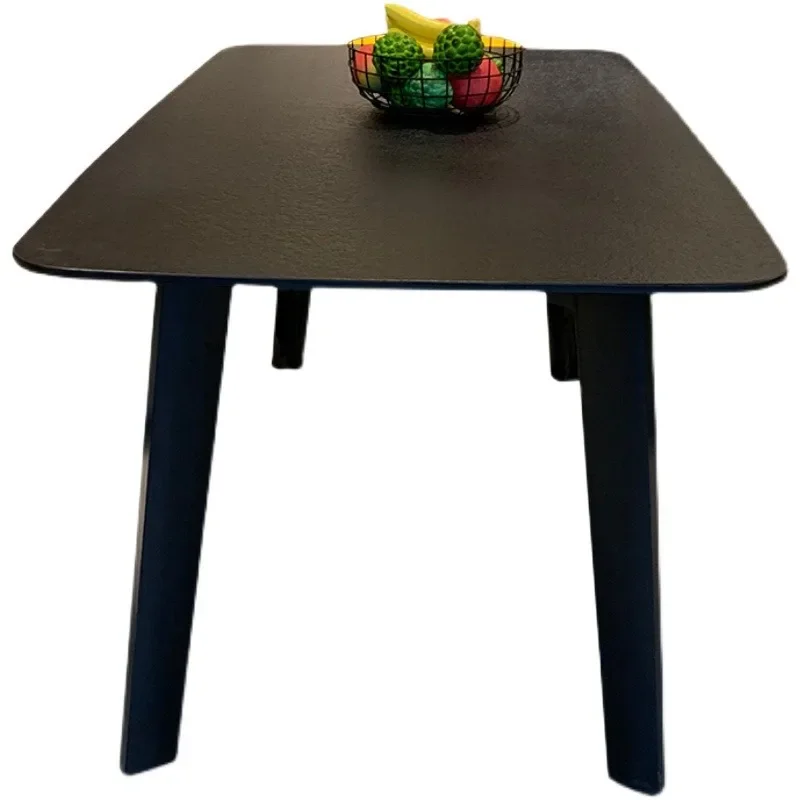 Slate fire stone dining table, modern simple mountain stone solid wood dining table