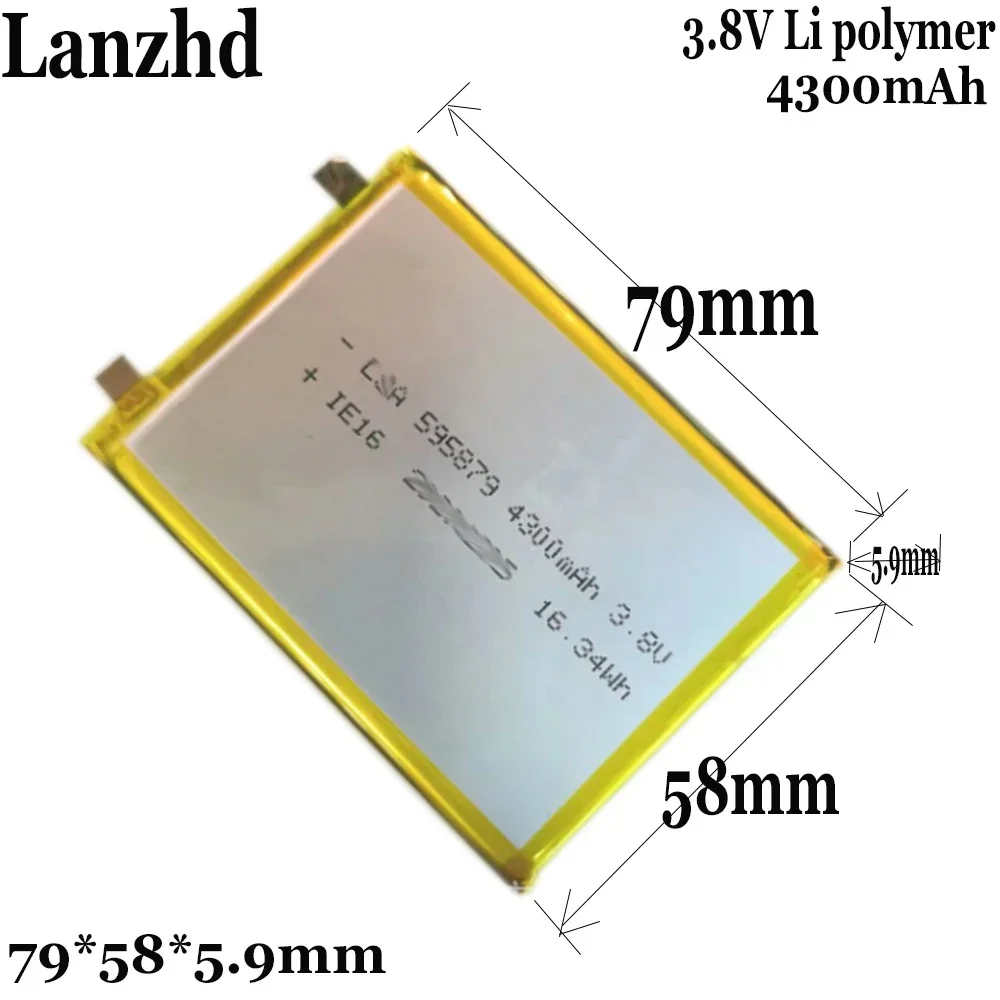 

3.7V Li Polymer Lithium Battery For Power Bank Bluetooth Speakers Tablet DVD 4300MAH 595879 79*58*5.9mm