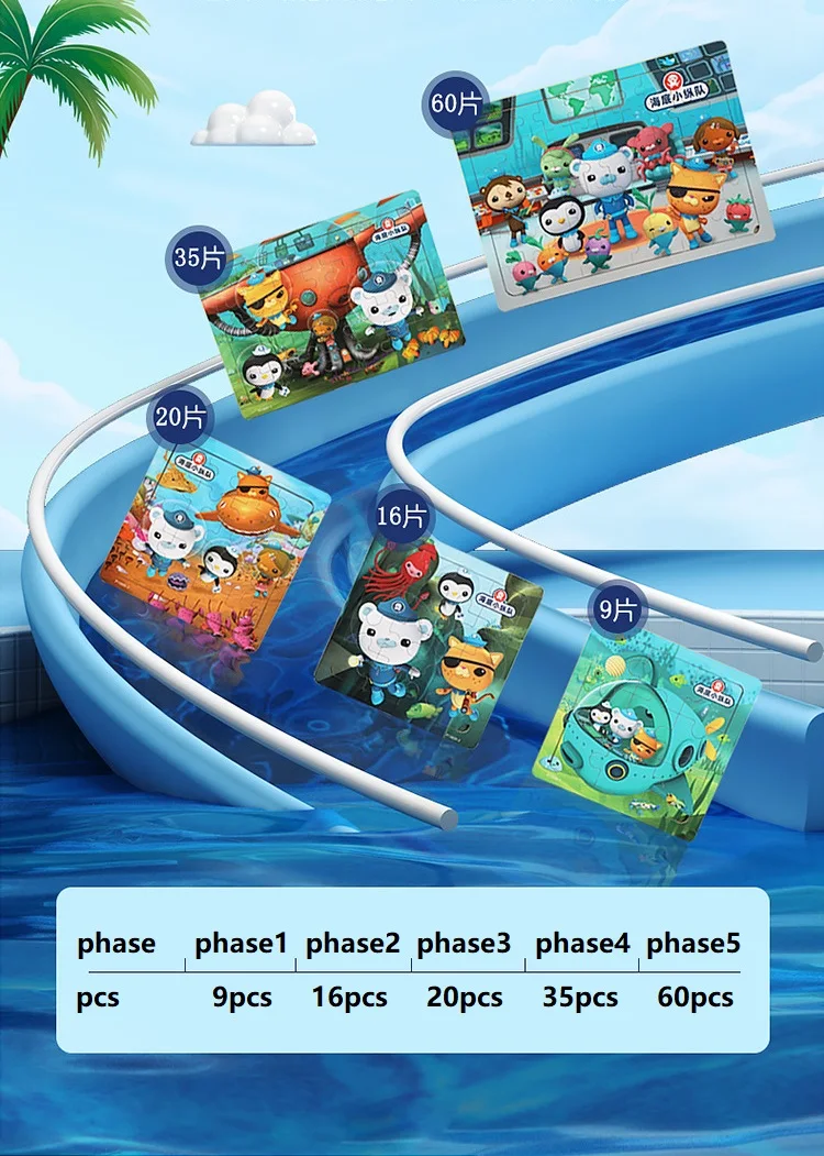 The octonauts gambar Puzzle Jigsaw mainan DIY GUP tokoh aksi kendaraan hadiah ulang tahun mainan anak-anak 100/200 buah tidak ada kotak asli