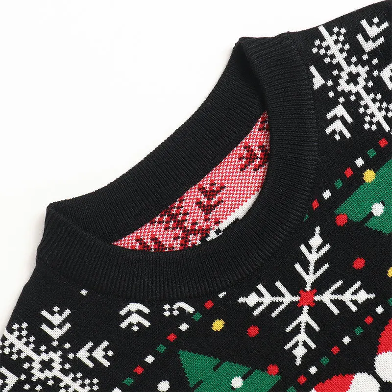 Specially for European and American large-size Christmas Day cartoon sweaters, men's and women's bottom pullover knitted sweate