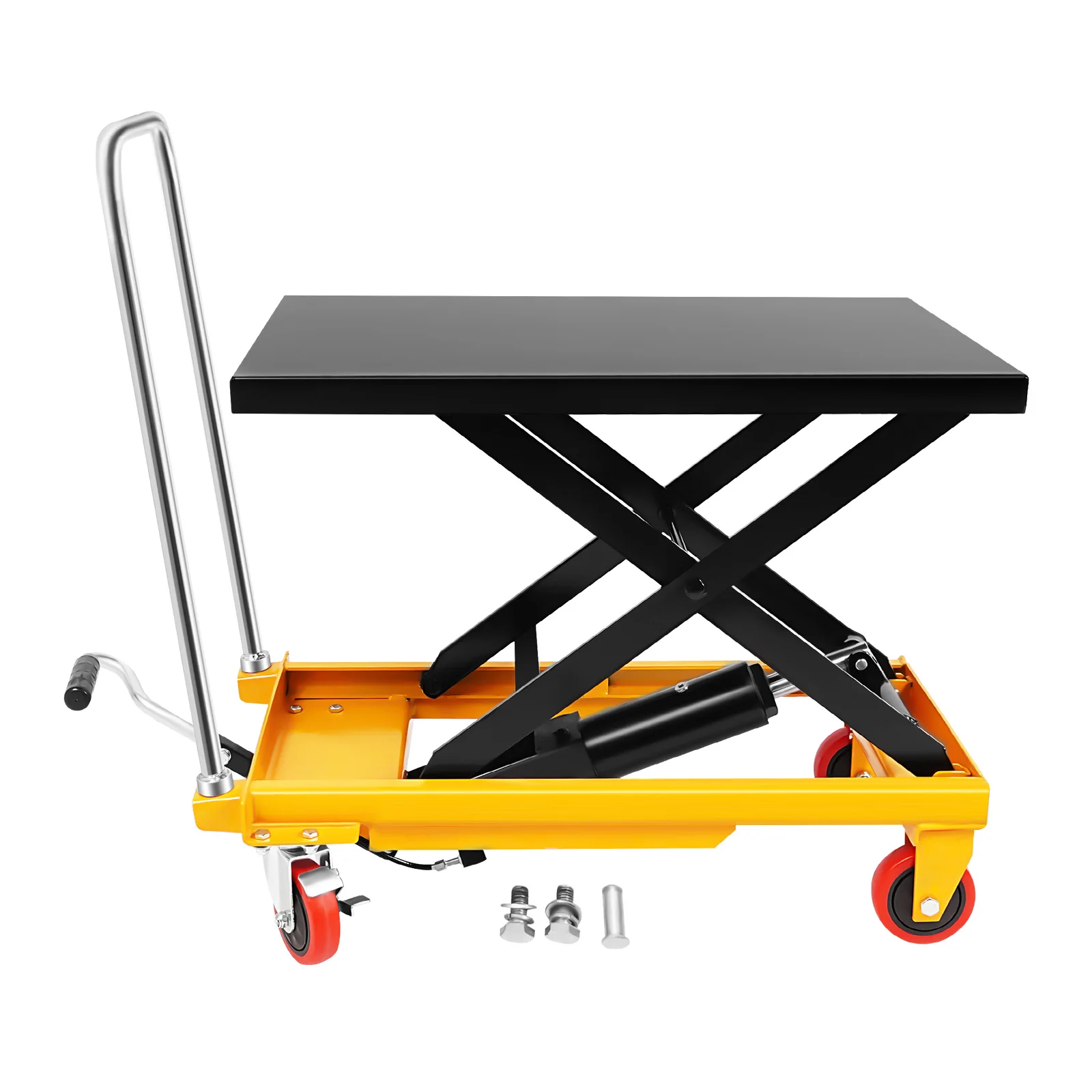 Hydraulic Scissor Lift Table 500lbs Mobile Single Scissor Lift Cart with PU Wheel Foot Pedal Handling Cart for Warehouse view 2